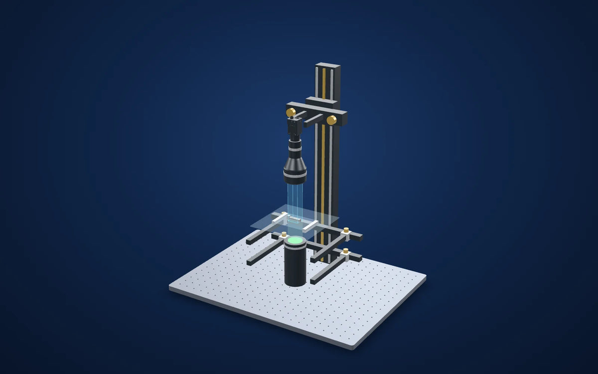 3D illustration of the inspection setup: Screw thread length and diameters with a 0.271x telecentric lens