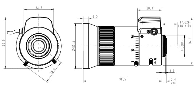LS-CTV-0106 dimensions (mm)