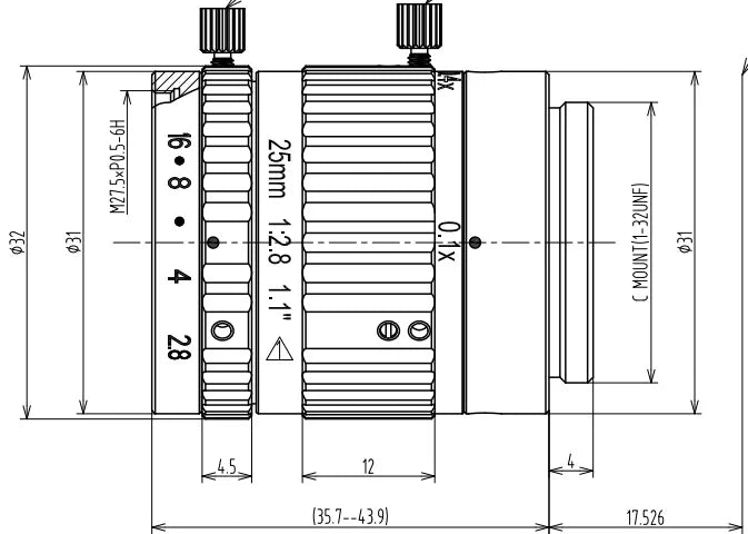 LS-SMC2528-12M dimensions (mm)