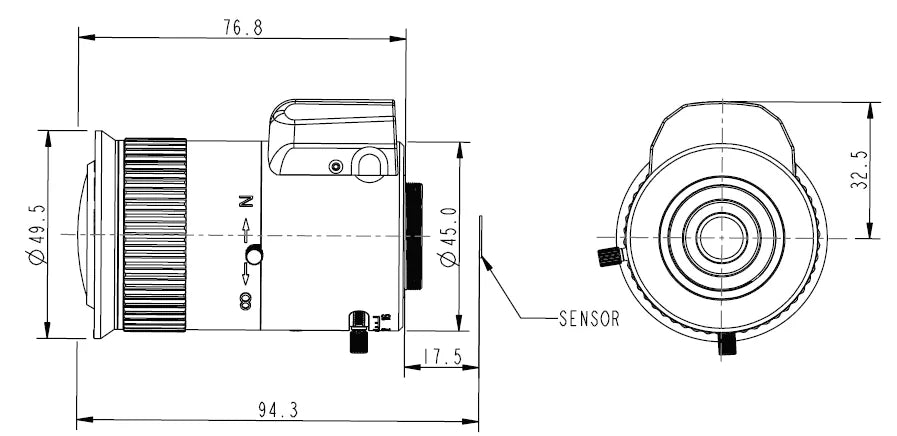 LS-CTV-0100 dimensions (mm)