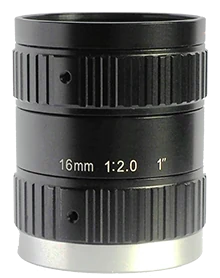 16 mm, 1", 10 MP, C-mount machine vision lens, F2.0 Manual iris