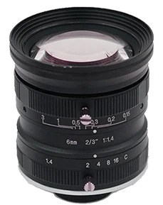 6 mm, 2/3", 5 MP, C-mount machine vision lens, F1.4-C