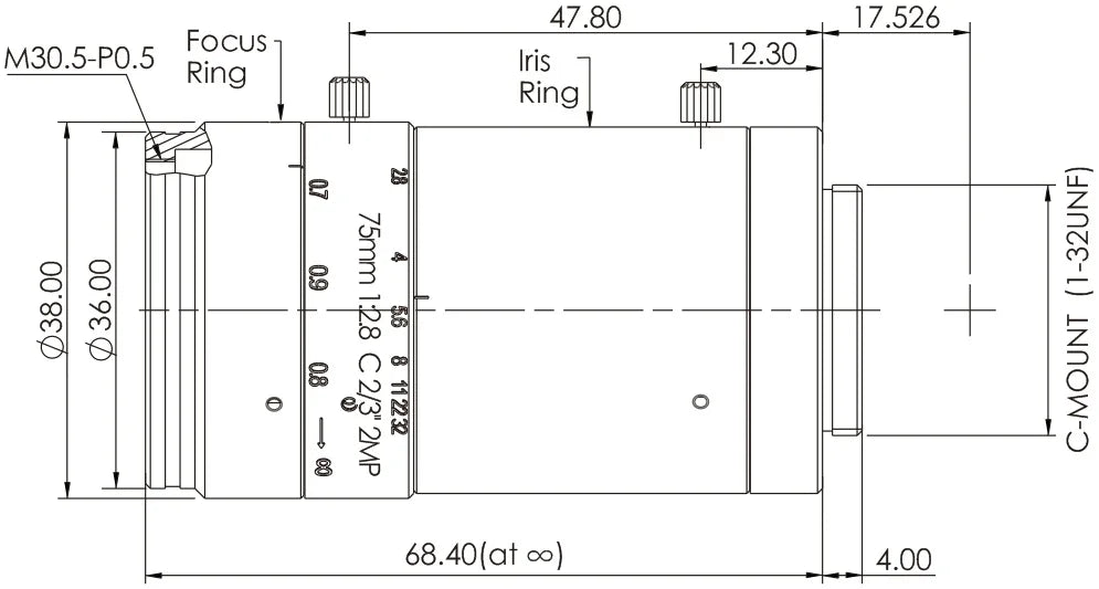 LS-SMV7528-2M dimensions (mm)
