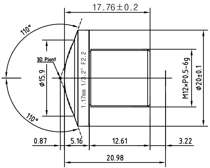 LS-CTV-0040 dimensions (mm)