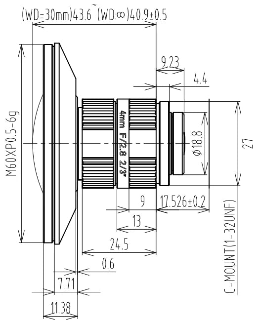 4 mm, 2/3", 5 MP, C-mount anti-vibration machine vision lens