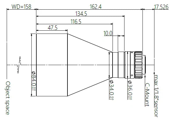 LS-HBT-0141-158 dimensions (mm)