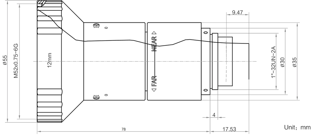 LS-KF1216-5MP-NIR dimensions (mm)