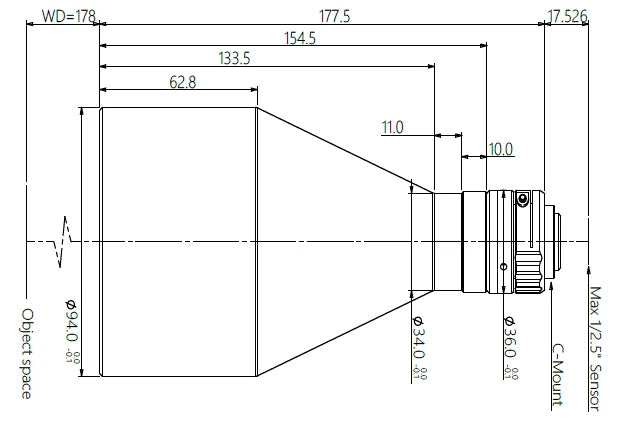 LS-HBT-0100-178 dimensions (mm)