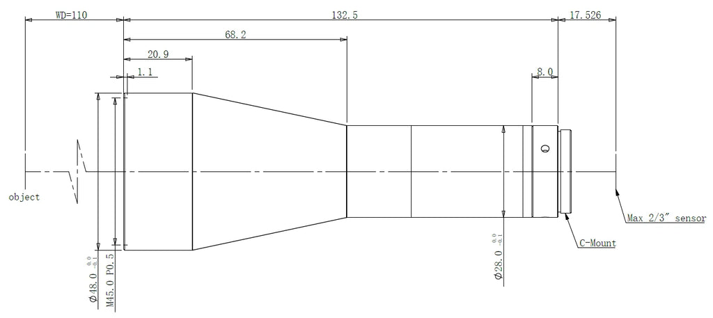 LS-TCL-0750 dimensions (mm)