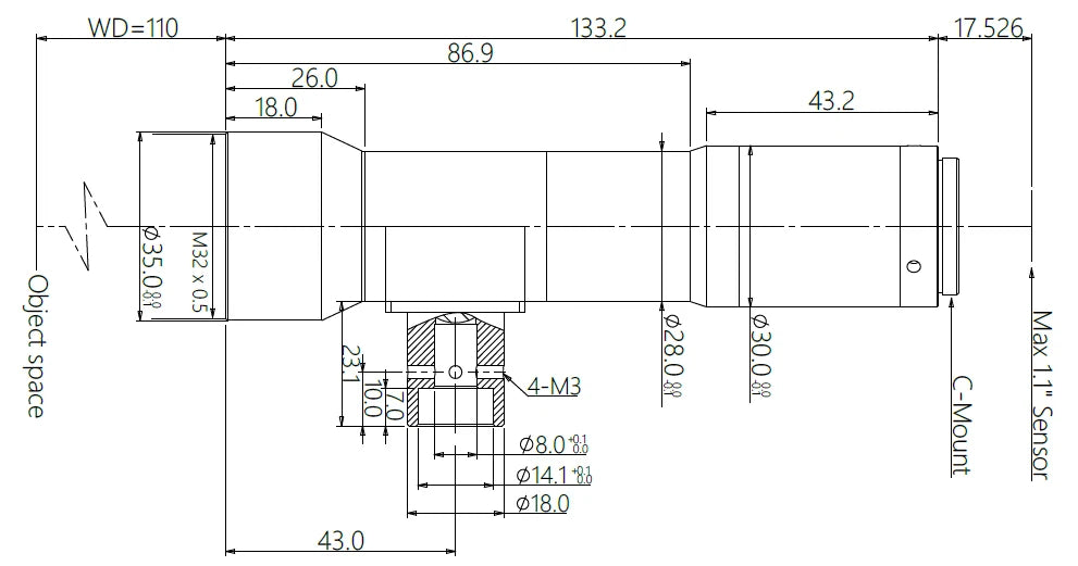 LS-KT-2-110C dimensions (mm)