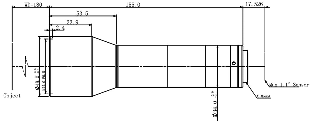 LS-KT-08-180 dimensions (mm)