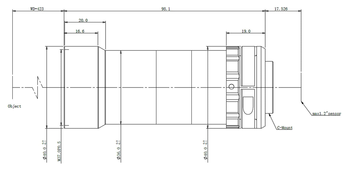 LS-KS-025-423 dimensions (mm)