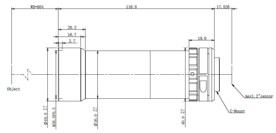 LS-KS-02-604 dimensions (mm)