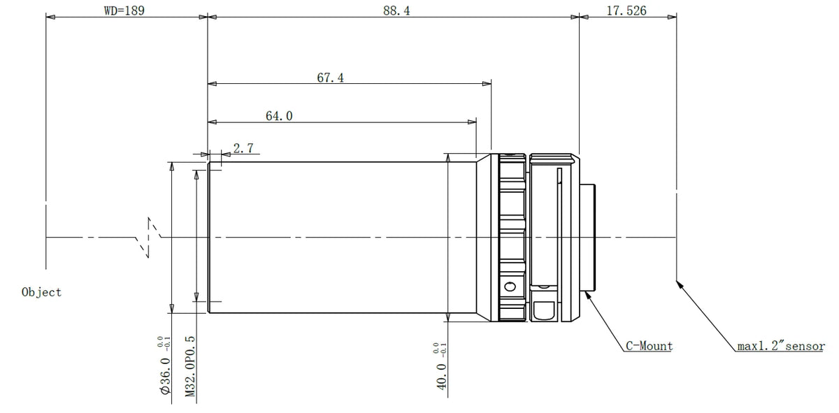 LS-KS-045-189 dimensions (mm)