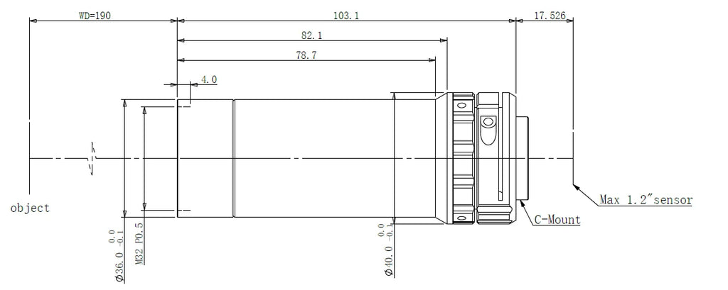 LS-KS-04-190 dimensions (mm)