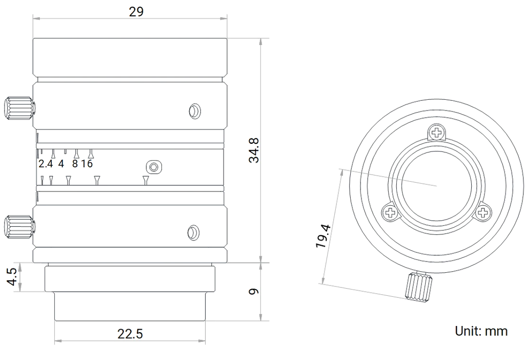 LS-HF0824M-10MP dimensions (mm)