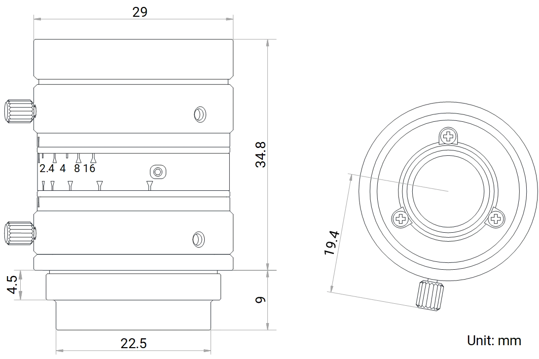 LS-HF0824M-10MP dimensions (mm)
