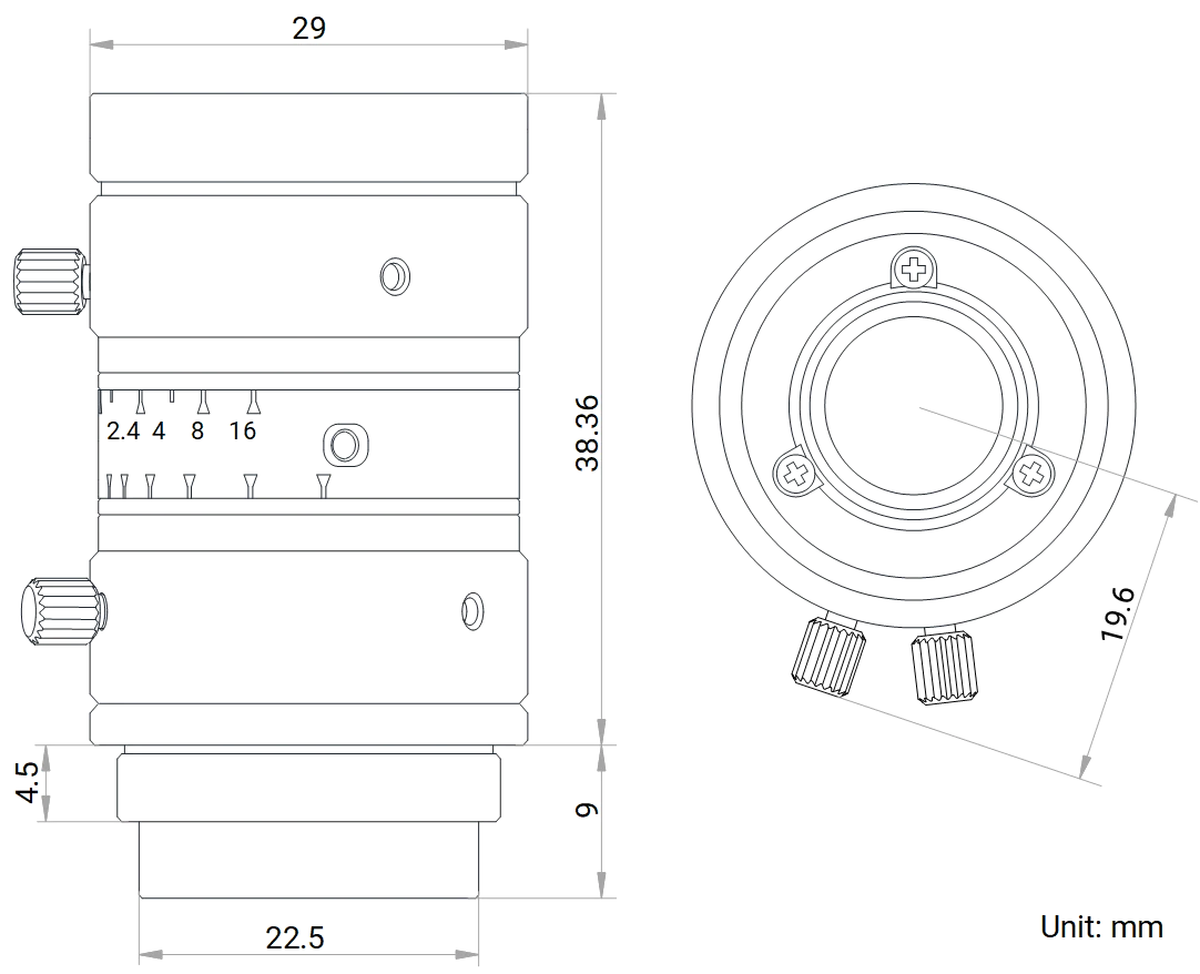 LS-HF1624M-10MP dimensions (mm)
