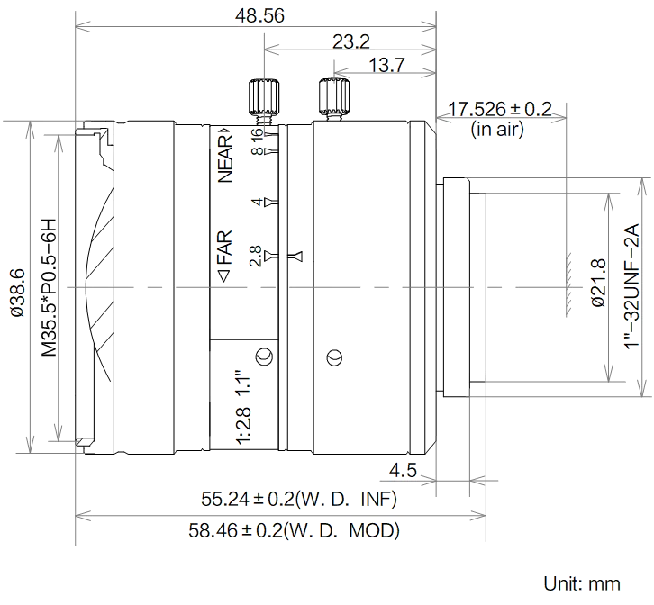 LS-KF1628M-12MP dimensions (mm)