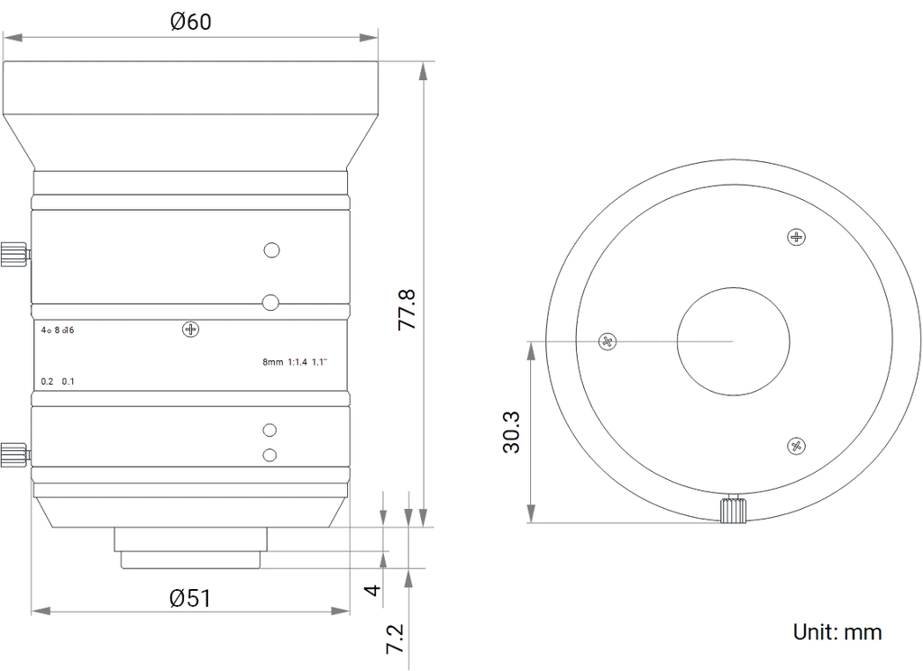 LS-KF0814M-12MPE dimensions (mm)