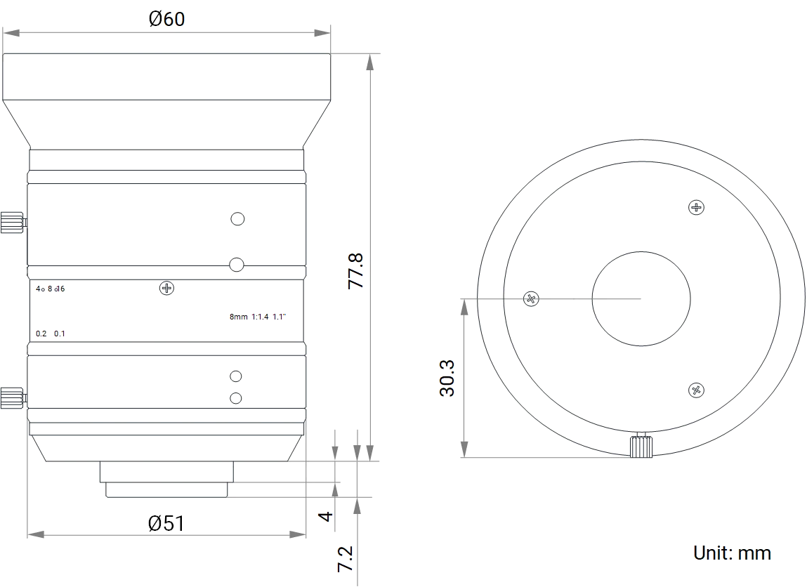 LS-KF0814M-12MPE dimensions (mm)