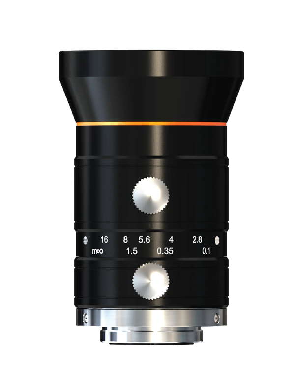 16 mm, F2.8, 1.1", 12 MP lens, C-mount, size Ø45.6 mm × 68.2 mm