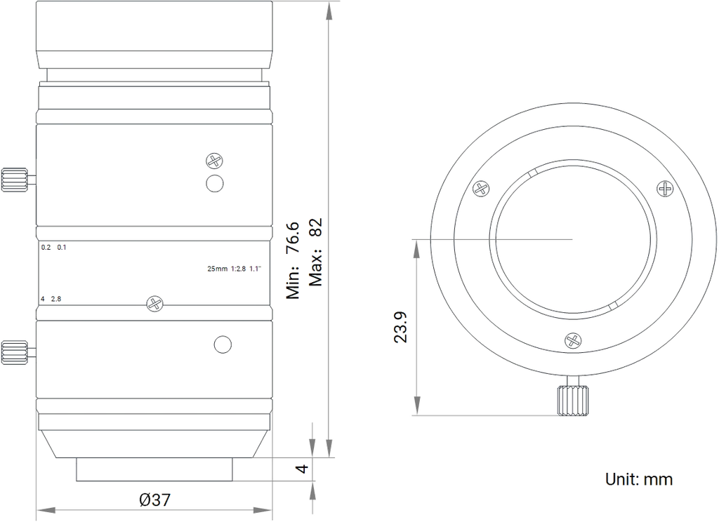 LS-KF2528M-12MPE dimensions (mm)