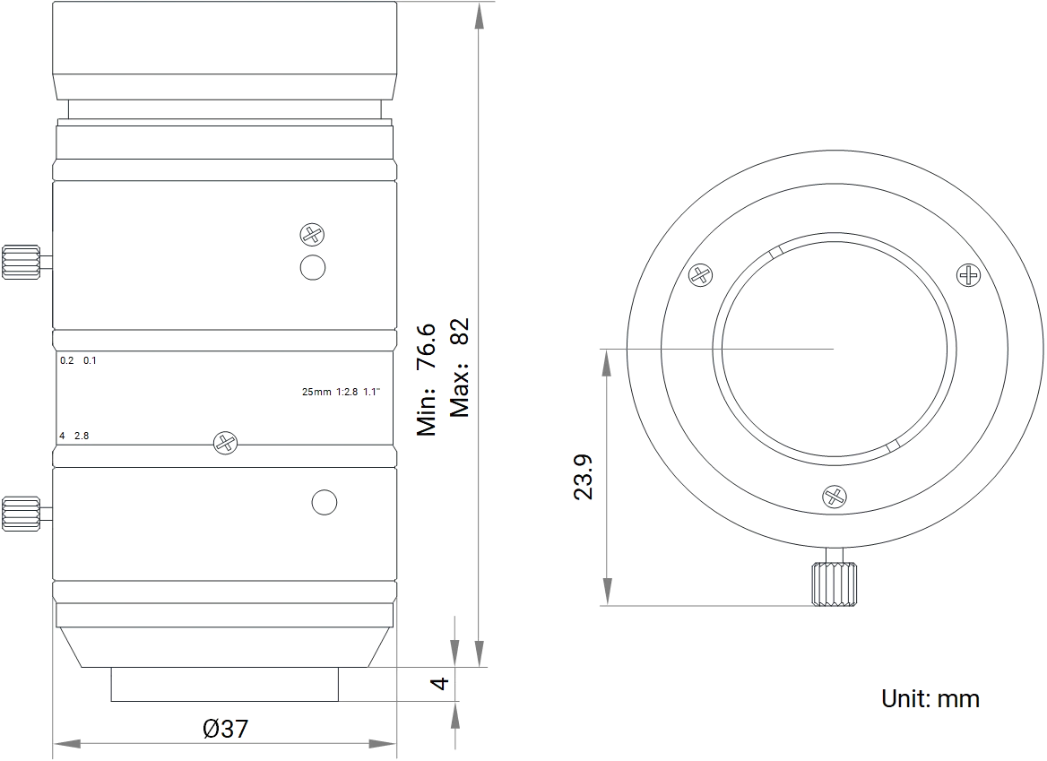 LS-KF2528M-12MPE dimensions (mm)