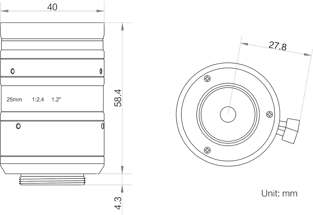 LS-KF2524M-25MP dimensions (mm)