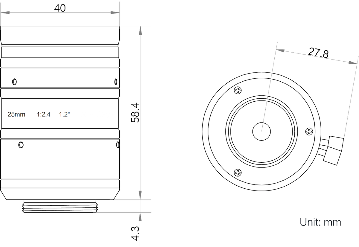 LS-KF2524M-25MP dimensions (mm)