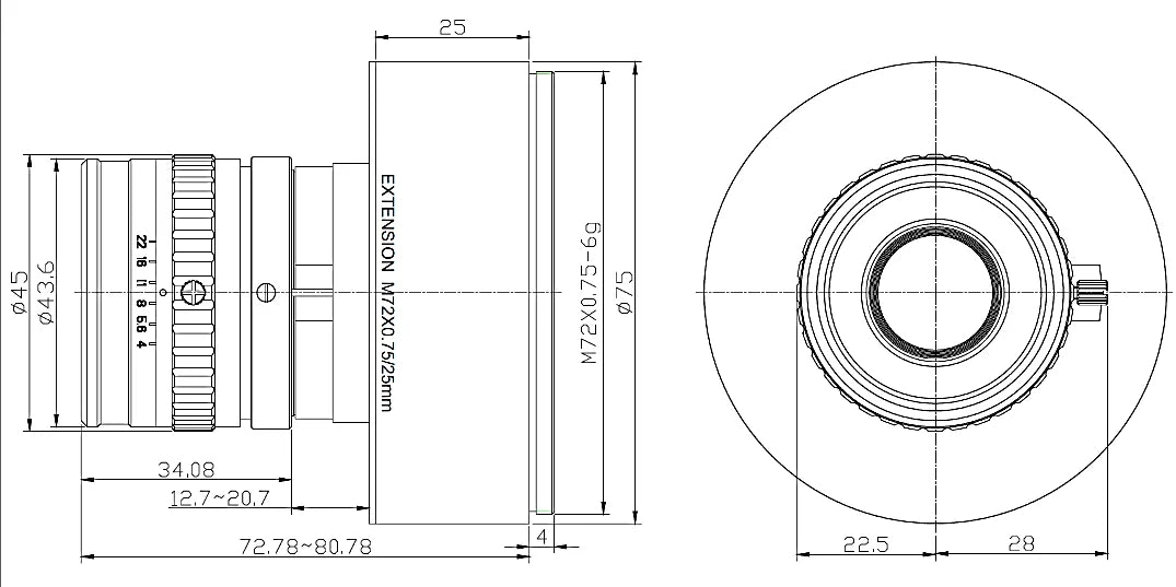 LS-FFL-1433 dimensions (mm)