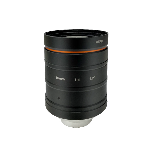 16 mm, Fixed Iris F4, 1.2", 25 MP lens, C-mount