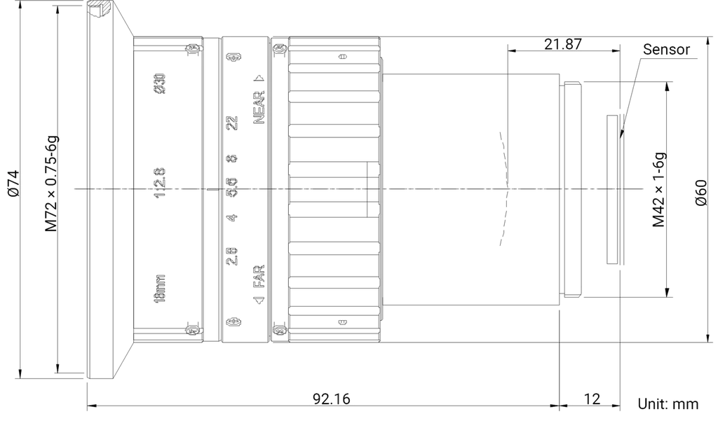 LS-AF1828M-M42B dimensions (mm)