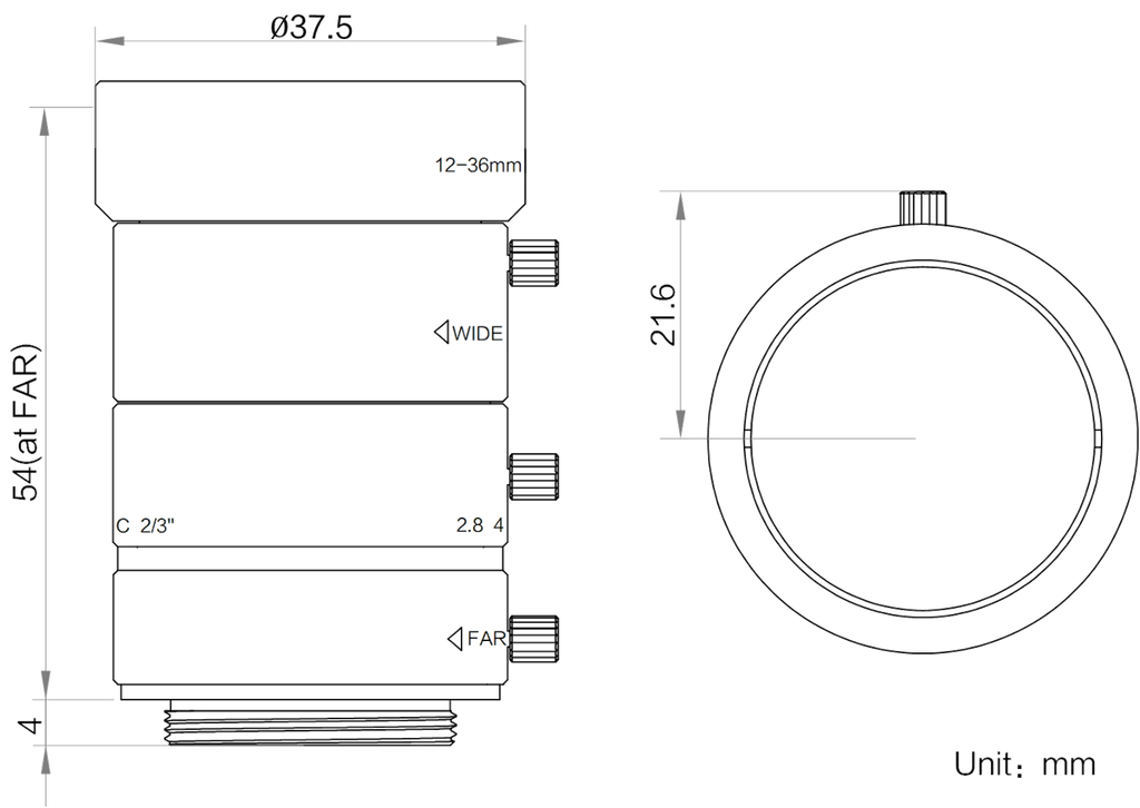 LS-MV1236M-MP dimensions (mm)