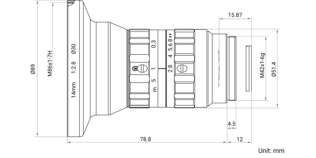 LS-AF1428M-M42B dimensions (mm)