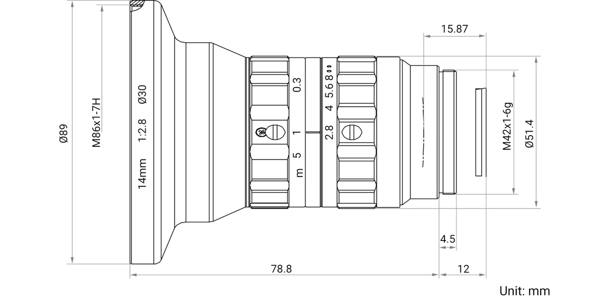 LS-AF1428M-M42B dimensions (mm)