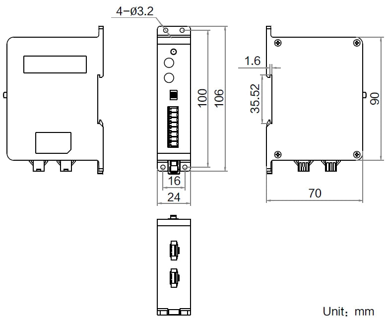 LS-LE100-24W24-2 dimensions (mm)