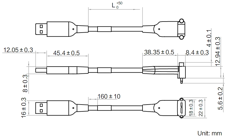 LS-CBL-0146 dimensions (mm)