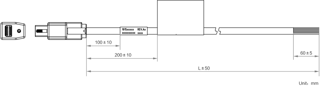 LS-ACP-MINIDP20M-OPEN-ST-EMC-5M dimensions (mm)