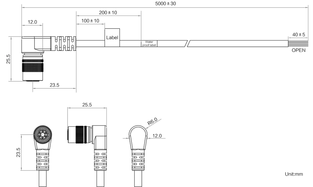 LS-CBL-0264 dimensions (mm)