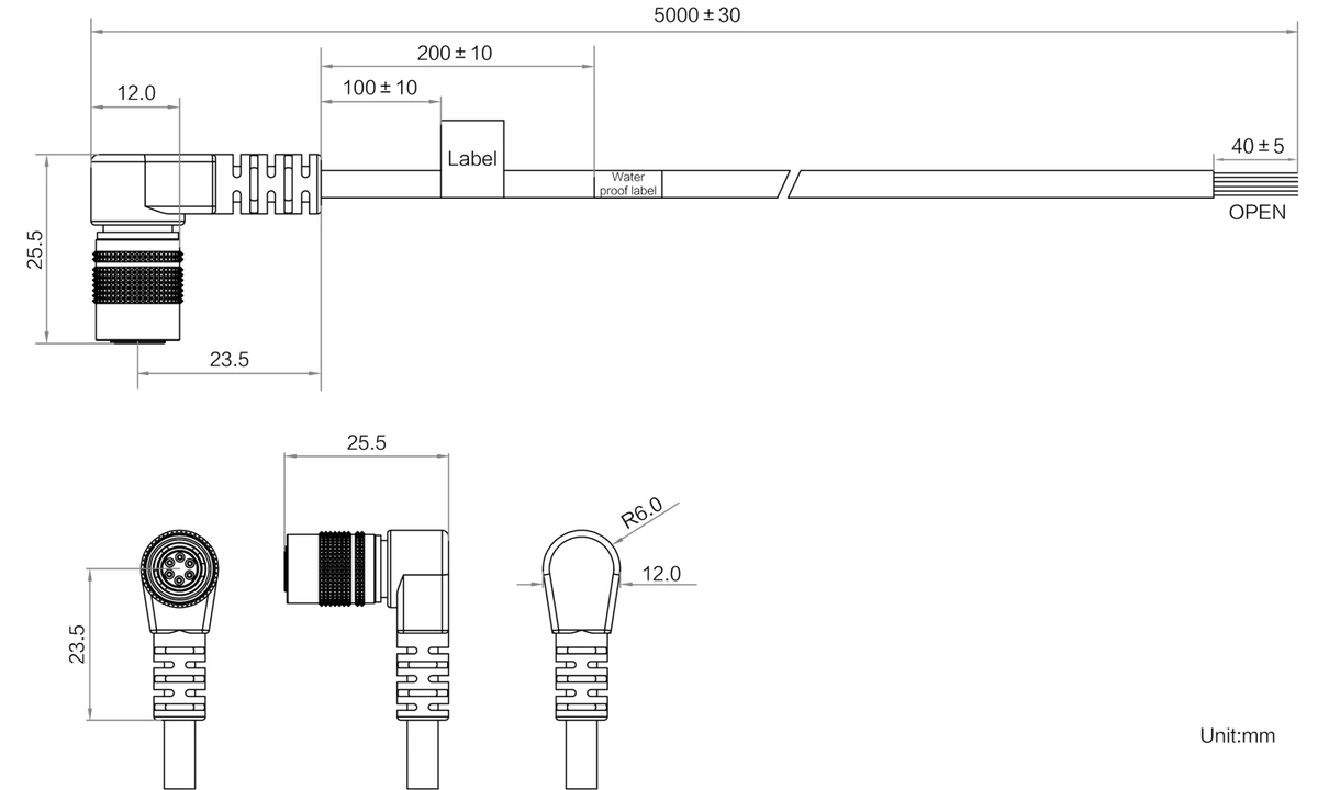 LS-CBL-0264 dimensions (mm)