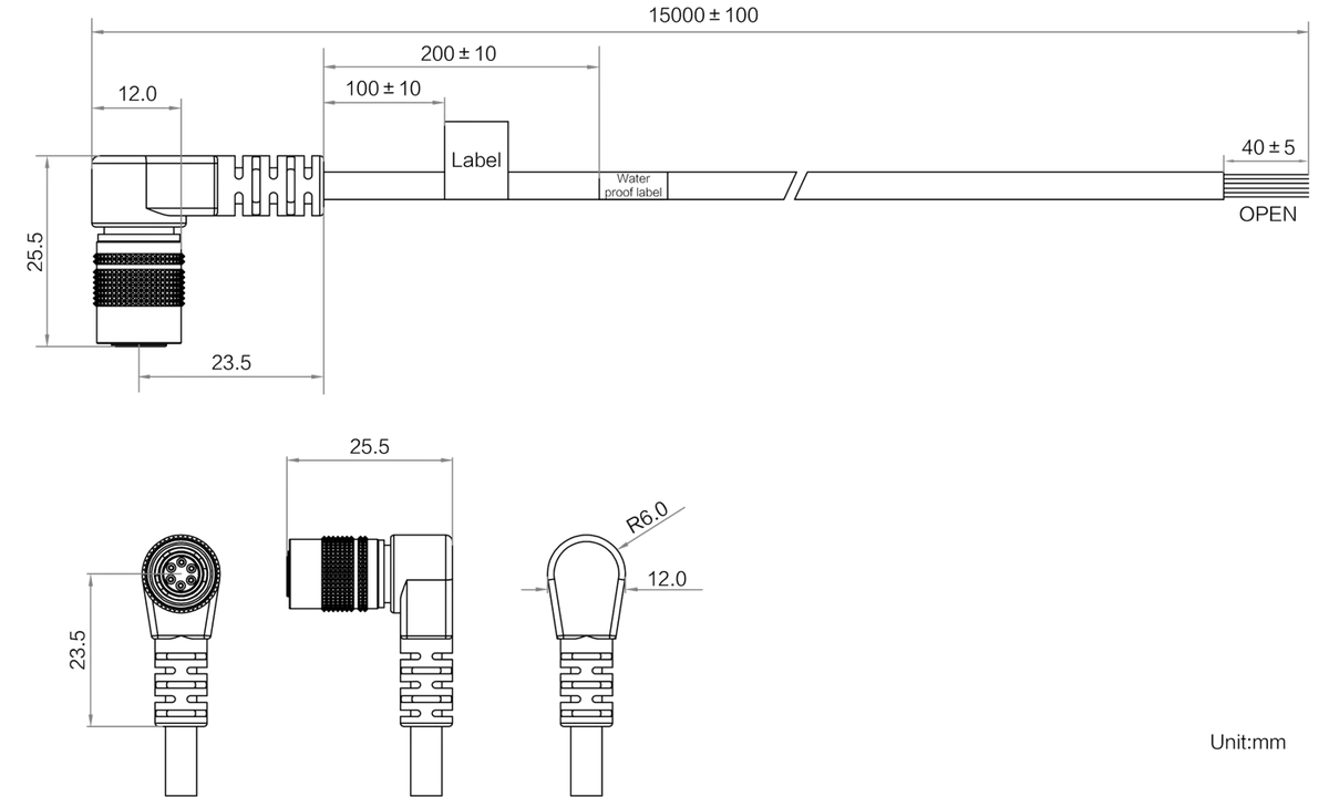 LS-CBL-0265 dimensions (mm)