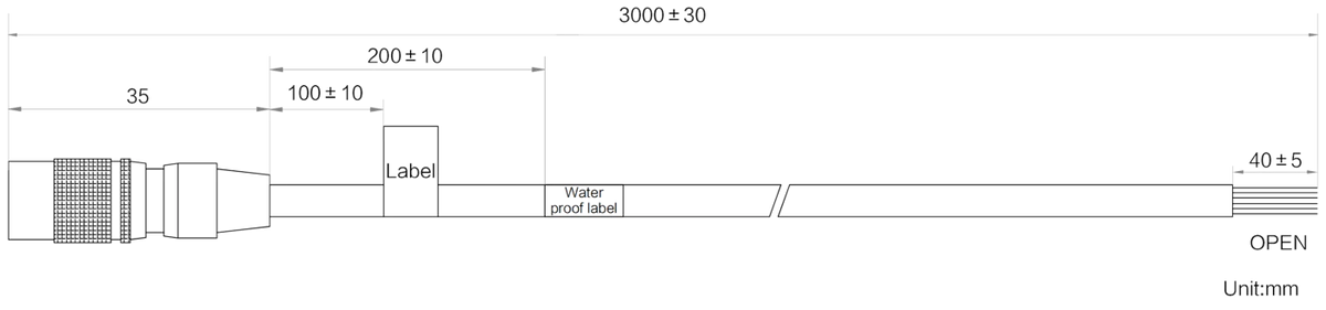 LS-ACP-H6P-OPEN-ST-3M dimensions (mm)