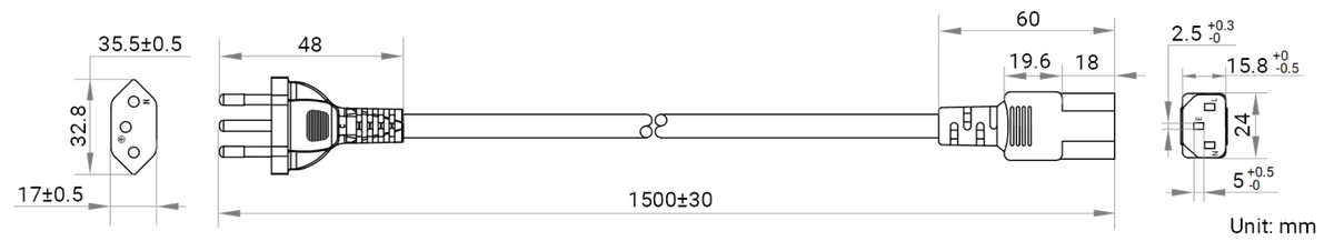 LS-CBL-0239 dimensions (mm)