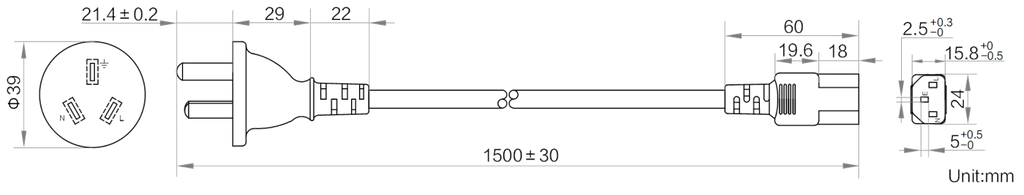 LS-CBL-0238 dimensions (mm)