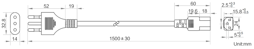 LS-CBL-0244 dimensions (mm)