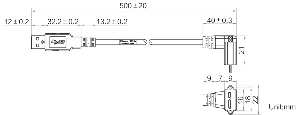 LS-CBL-0151 dimensions (mm)