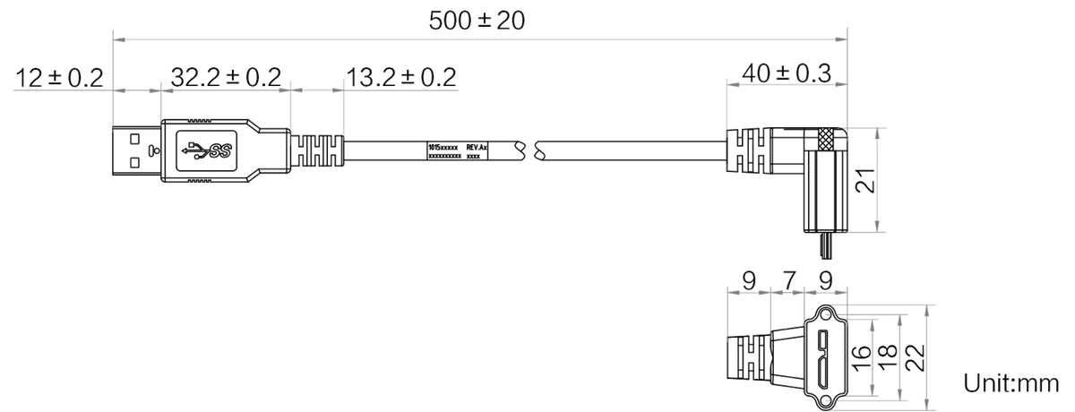 LS-CBL-0151 dimensions (mm)