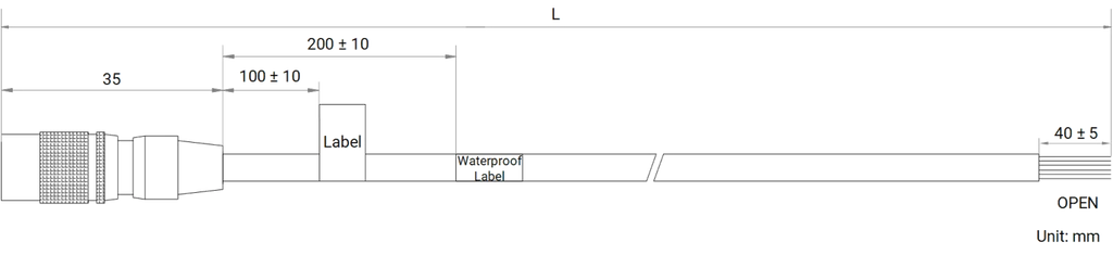 LS-ACP-H12P-OPEN-HF-5M dimensions (mm)