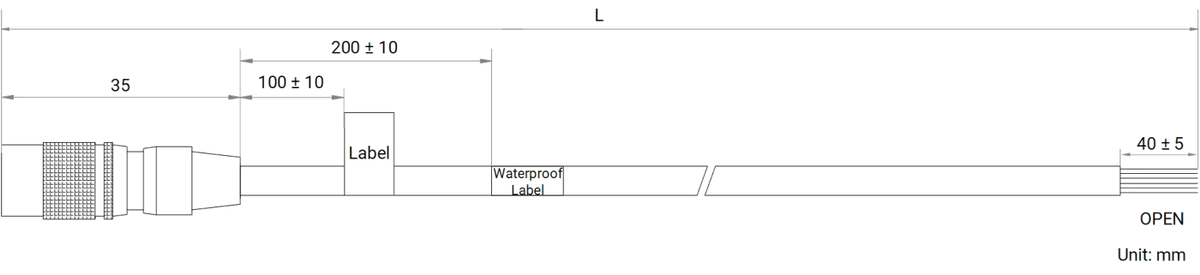 LS-ACP-H12P-OPEN-HF-5M dimensions (mm)